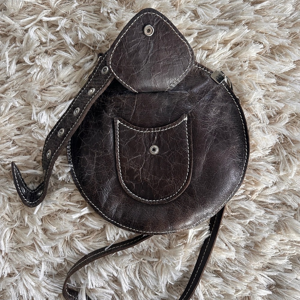Brown Leather Crossbody Bag boho